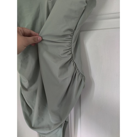 Kona Sol Sage Green One Piece Swimsuit V-Neck High Leg Plus Size 24W - Picture 8 of 9